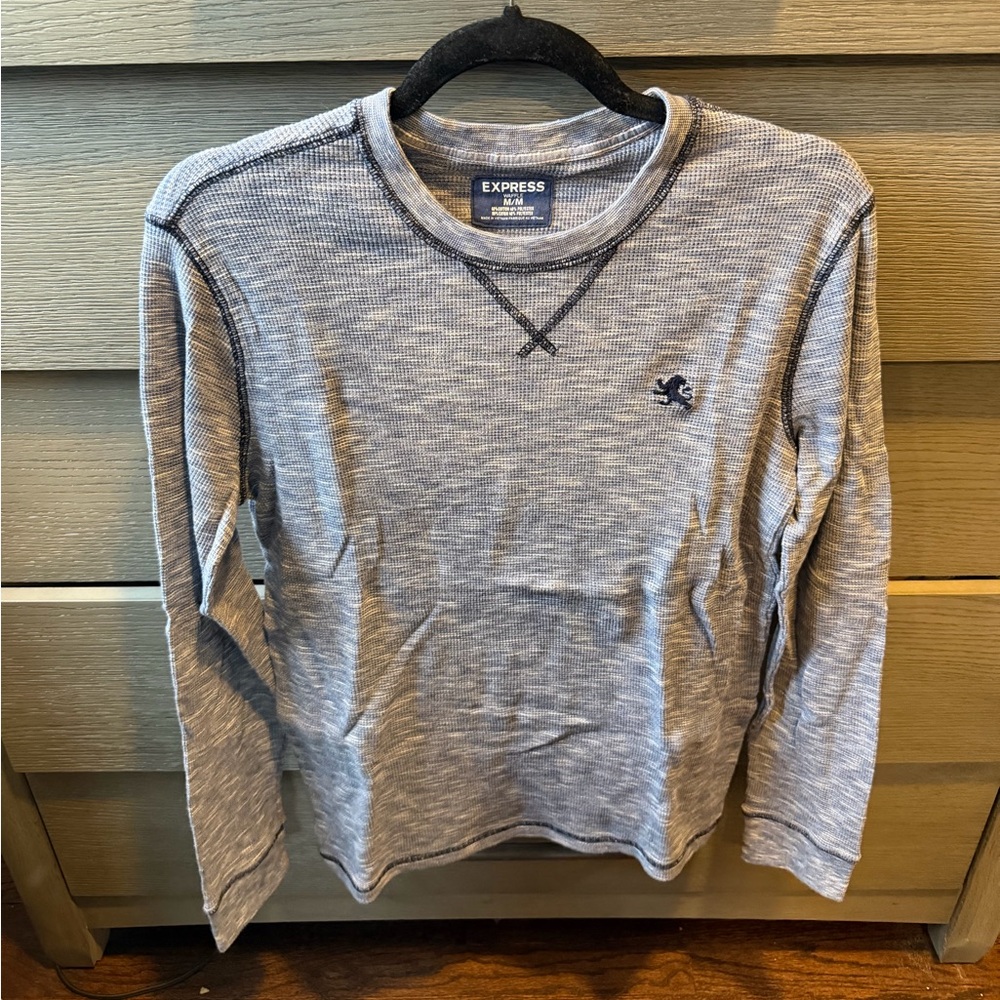 Express Men's Blue Long Sleeve Waffle Thermal Size Medium
